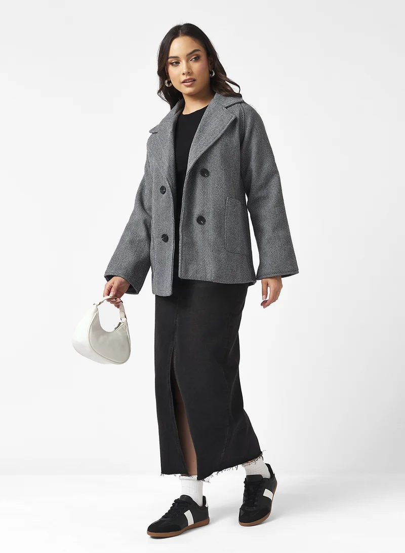جينجر Woolen Short Trench Coat