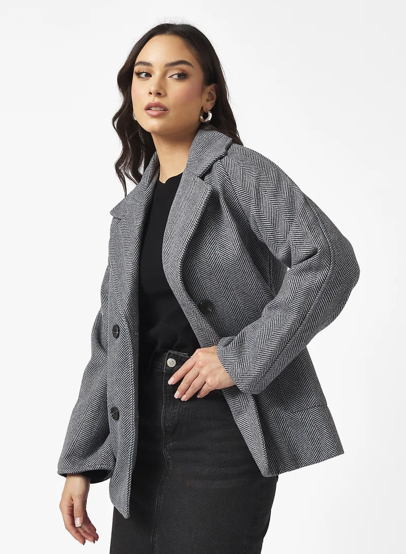 Ginger Woolen Short Trench Coat