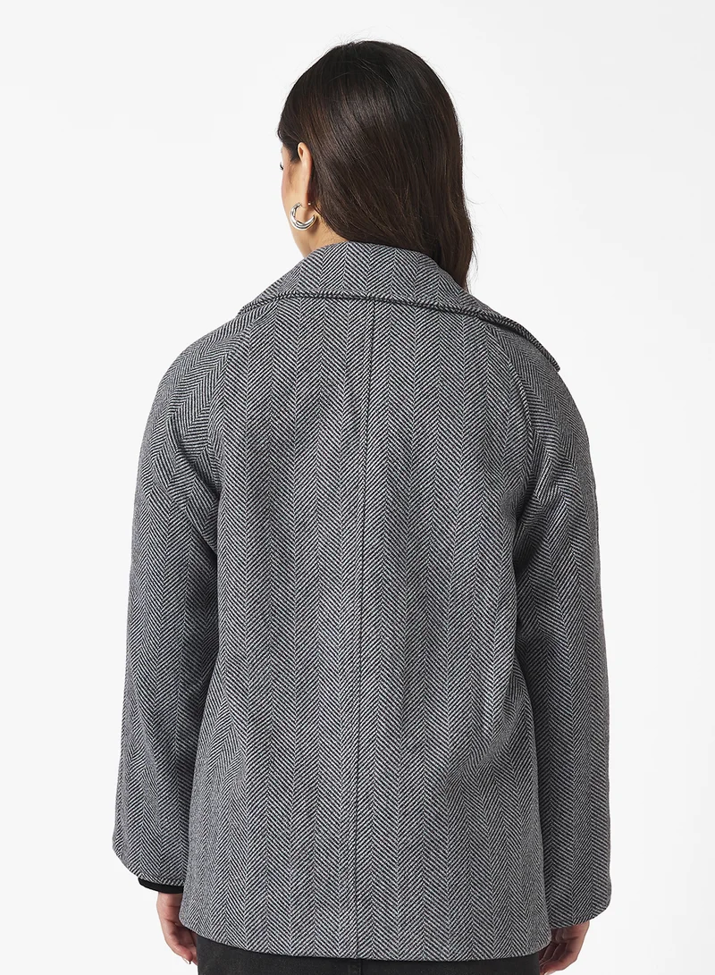 Ginger Woolen Short Trench Coat
