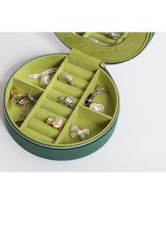 l'elefante L’elefante Round Travel Jewelry Organizer Box with Mirror – Multi-Compartment Storage for Rings, Earrings, Necklaces – Compact Zippered Case for Women & Girls  - Image 5