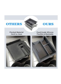 Generic Center Console Organizer Tray for Tesla Model Y and Model 3 2021 to 2023, Washable Silicone Liner with 3 Compartments in Gray  - Image 5