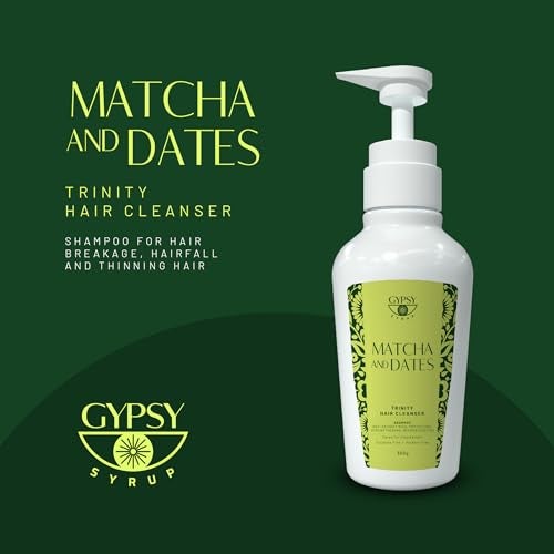 Gypsy Syrup Matcha and Dates Shampoo For Hair Breakage | Hairfall and Thinning Hair Revitalizes hair, enhances elasticity and nourishment | Trinity Hair Cleanser - 300g - Image 3