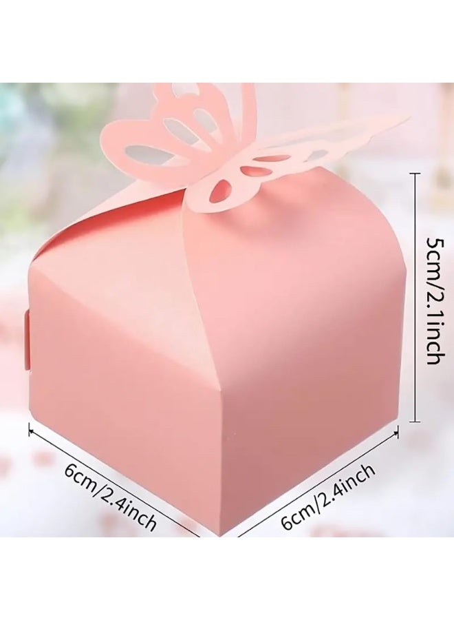100 Pcs Pearlly Pink Butterfly Gift Boxes, 6x6x5cm, for Party Favors & Events - Image 3