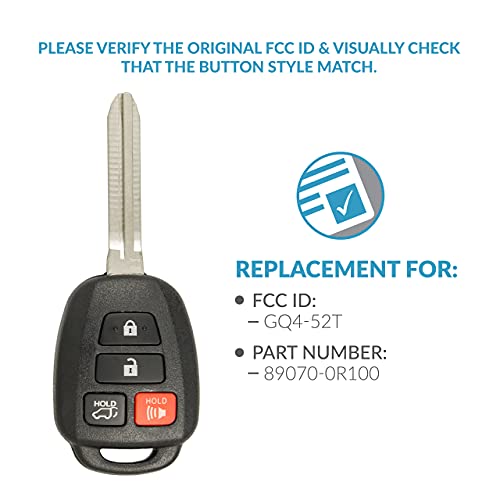 Keyless2Go Keyless Entry Remote Head Key Fob for select Toyota Rav4 Highlander Tacoma GQ4-52T w/ Trunk Release - Image 4