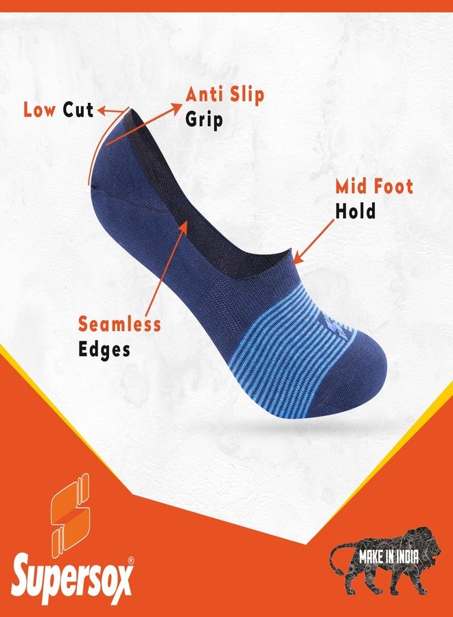 Supersox Premium Loafer Socks for Men & Women (Unisex) Design No Show Low Cut Invisible Socks with Anti-Slip Bottom for Shoes. Ideal for Parties, Casuals, Events - Pack of 4, Free Size, Multicolor - Image 4