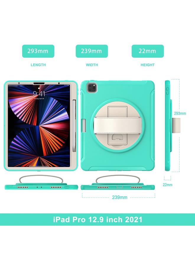 Zaboon Case For iPad Pro 12.9 2022 / 2021 360 Degree Rotation PC + TPU Protective Tablet Case with Holder & Hand-strap - Image 4