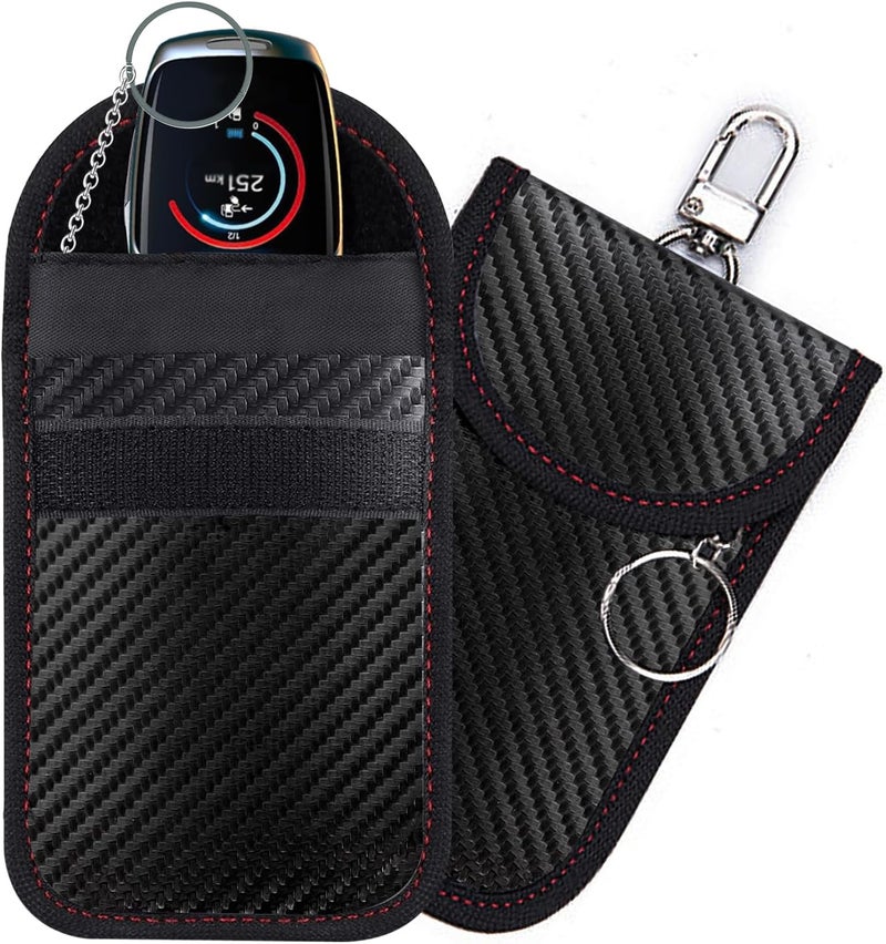YUNYU Anti Theft Faraday Pouch for Car Keys, A Pack of 2 Faraday Bags for Key Fob, Car Key Signal Blocker Case for Car Security, Anti-Theft Remote Entry Keyless Fobs Protection - Image 1