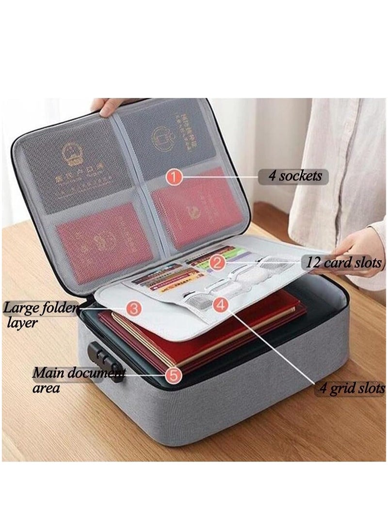 DubaiGallery Storage bag Travel Document Organizer, Document Safe Waterproof, File Organizer Bags for Men for Work, Multi-Layer Large Storage Space and Password Lock, Important Document Storage Bag - Image 2
