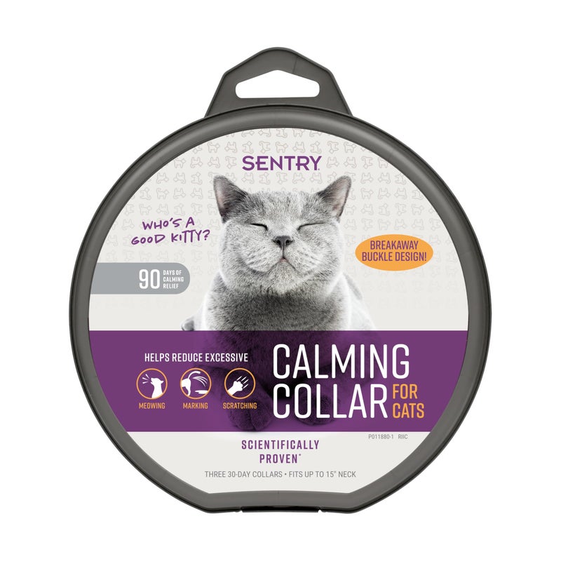 Sentry Calming Collar for Cats, Long-Lasting Pheromone Collar Helps Calm Cats for 30 Days, Reduces Stress, Anxiety, Loud Noises and Separation, 3 Count - Image 1