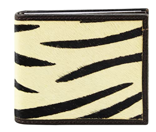 American Bison Mens Hair On Hide Cowhide Leather Bifold Wallet Slim RFIDBlocking with Gift box Zebra - Image 1
