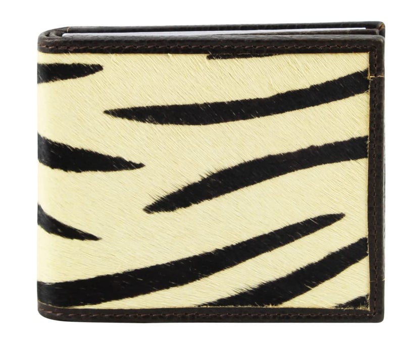 American Bison Mens Hair On Hide Cowhide Leather Bifold Wallet Slim RFIDBlocking with Gift box Zebra - Image 2