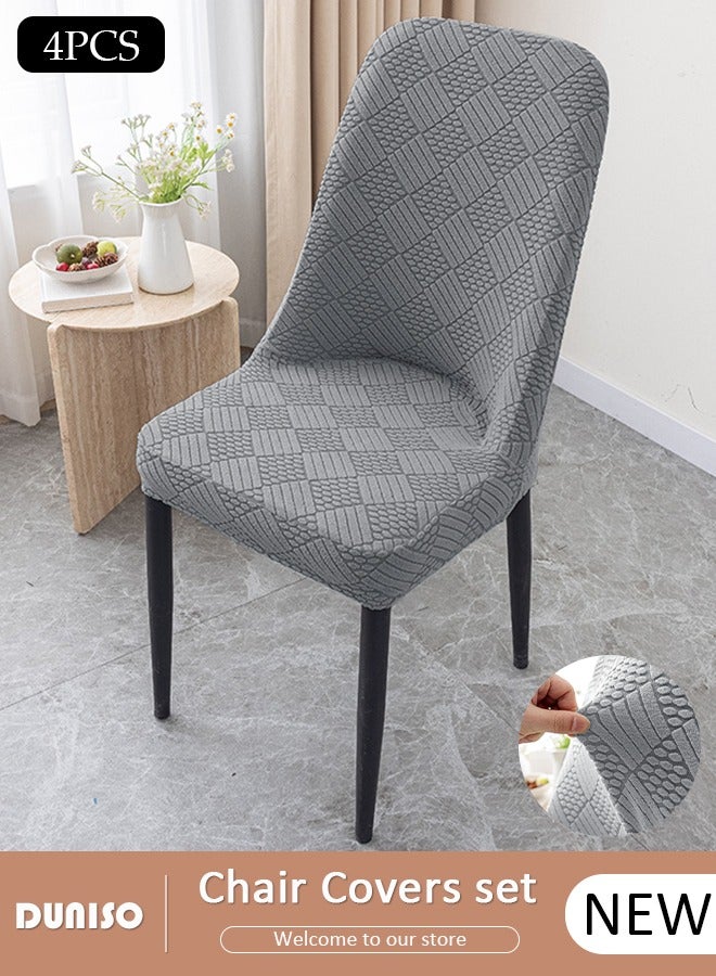 DUNISO 4 Packs Chair Covers, Stretch Jacquard Dining Chair Slipcovers, Removable Washable Chair Protector, Elastic Chair Protector Seat Covers for Hotel Dining Room Ceremony Banquet Wedding Party - Image 1