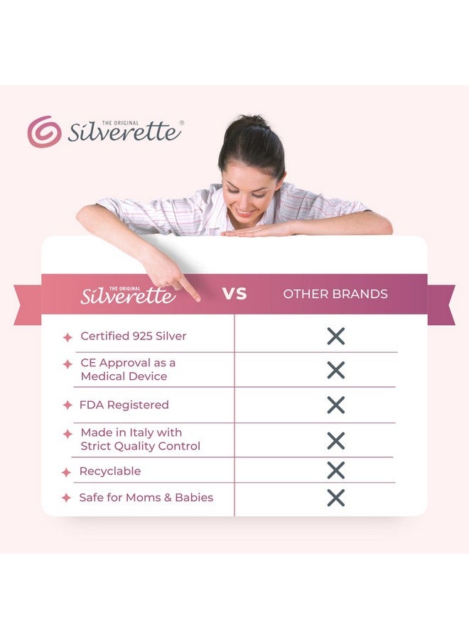 Silverette SILVERETTE The Original Silver Nursing Cups, Nipple Covers for Breastfeeding Essentials, Pure 925 Silver Nipple Shields for Breastfeeding Newborn, Regular Size with O-Feel Silicone Rings - Image 3