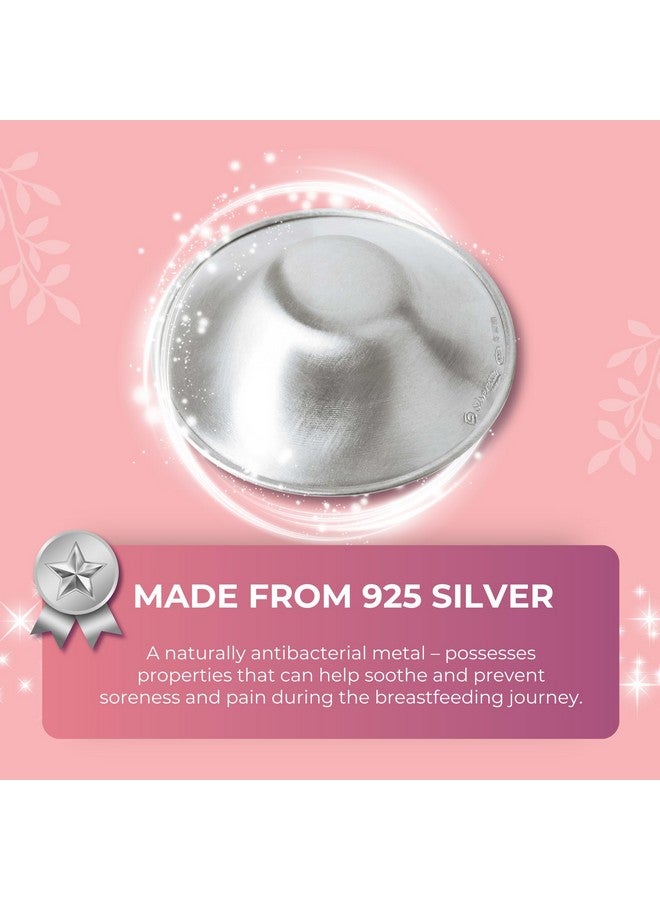 Silverette SILVERETTE The Original Silver Nursing Cups, Nipple Covers for Breastfeeding Essentials, Pure 925 Silver Nipple Shields for Breastfeeding Newborn, Regular Size with O-Feel Silicone Rings - Image 4