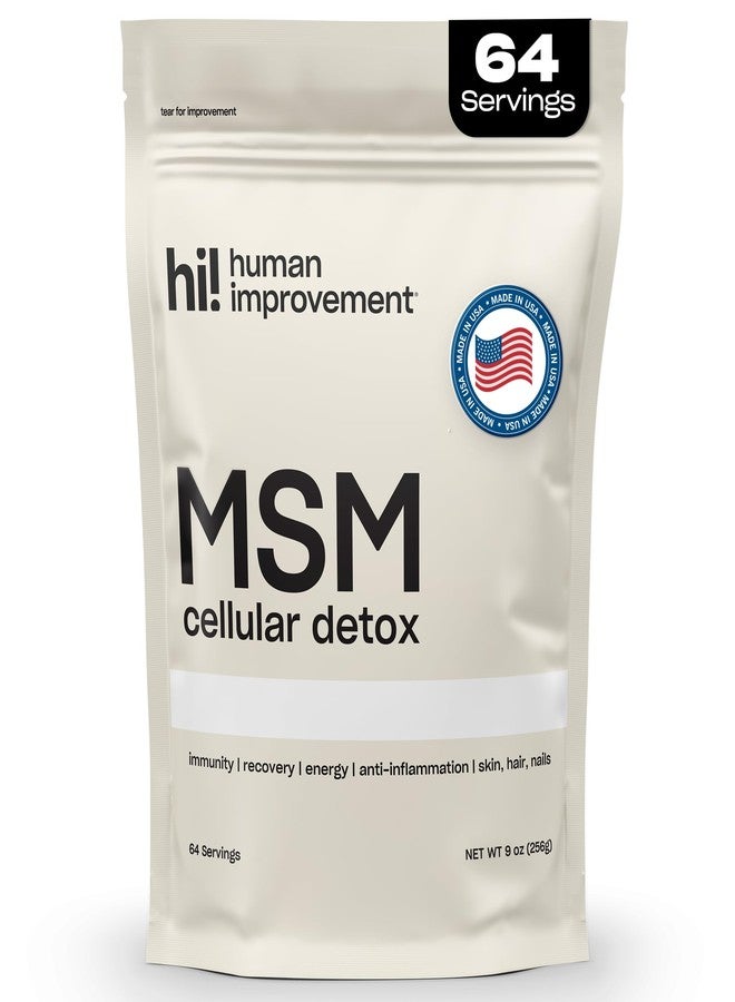Human Improvement Pure MSM Powder | Organic Sulfur Powder for Skin, Hair, and Nails | Cellular Detox, Joint Health, Immune Boost, & Increased Energy | 99.9% Pure MSM Supplement | Made in the USA, 0g Sugar (64 Servings) - Image 1