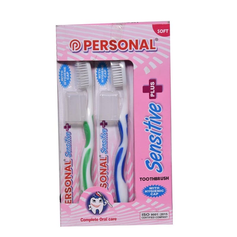 PERSONAL Sensitive Plus Soft Reaches all the critical areas Manual Toothbrush for adult, 12 Pieces - Image 1