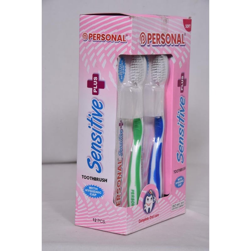 PERSONAL Sensitive Plus Soft Reaches all the critical areas Manual Toothbrush for adult, 12 Pieces - Image 3