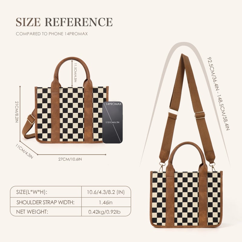 Women'S Checkerboard Shoulder Crossbody Bag Casual All-Match Handbag Plaid Tote Bag With Shoulder Strap For Women - Image 4
