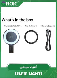 GROIC Black 2-in-1 Portable Magnetic Phone Selfie Light and Stand, 3 Modes Color LED Fill Light，Ring Light Included Sticky Ring, for Phone, iPhone, iPad, Laptop, for Makeup, TikTok, Selfie, Vlog Color  - Image 2