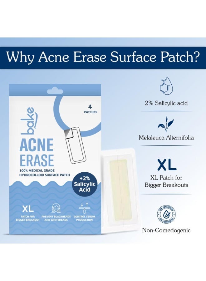 BAKE 2% Salicylic Acid Hydrocolloid Acne Absorbing (4 Patches) Surface Patch XL Pimple Patches for Blackheads Removal | Large Acne Erase Strips | Pore Cleansing & Reduces Whiteheads (4 Strips) - Image 3