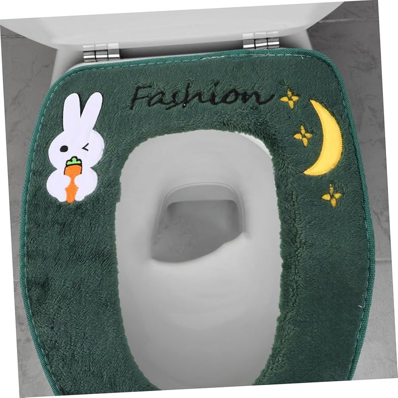 غطاء مقعد المرحاض المخملي الدافئ لفصل الشتاء، وسادة حمام ناعمة من الفرو مريحة - Image 4