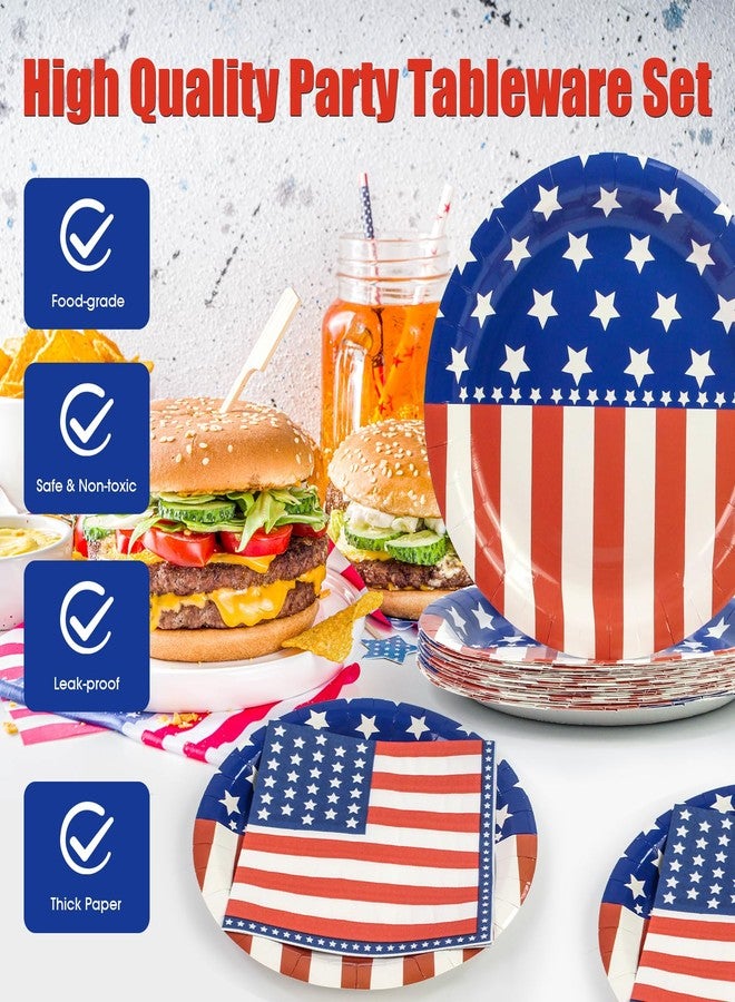 EVYIENEN 40pcs American Independence Day Party Supplies Disposable dinner paper plates and Napkins Sets 4th of July American Flag Patriotic Party Decorations, Serve 20 - Image 3