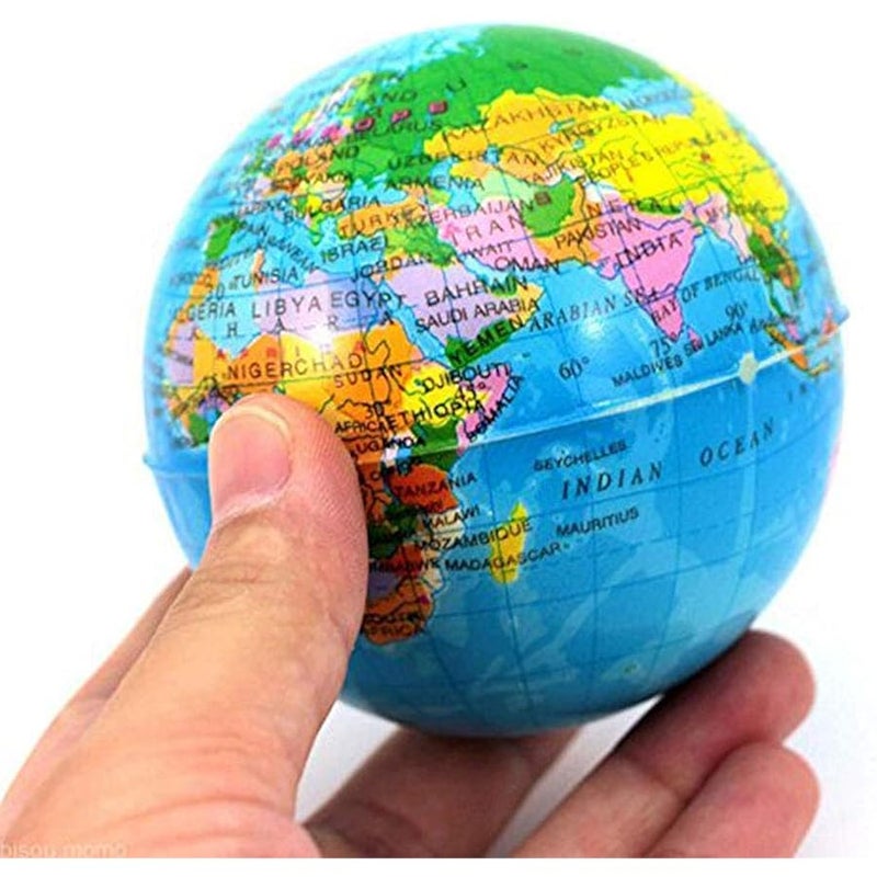 سوهبي Sohapy 2.48'' Mini Squeezable Globe Stress Balls,Tension Reliver Balls,Party Favor,Soft PU Globe Ball,Earth Pattern,Party Toys - Image 3