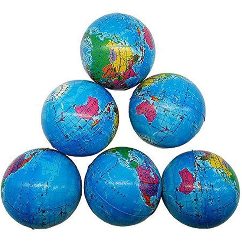 سوهبي Sohapy 2.48'' Mini Squeezable Globe Stress Balls,Tension Reliver Balls,Party Favor,Soft PU Globe Ball,Earth Pattern,Party Toys - Image 1