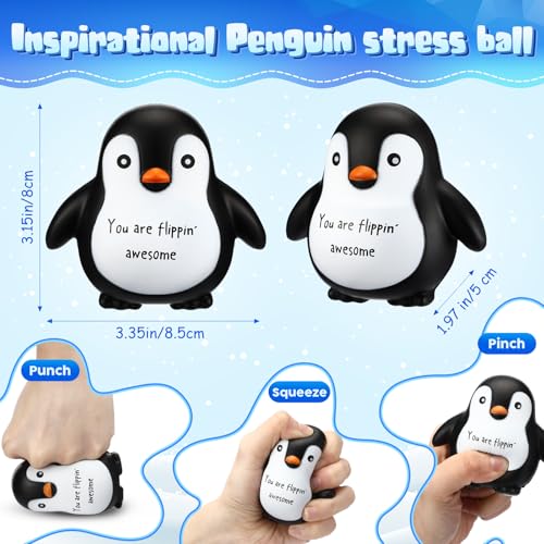 Hollowfly 10 Pcs Penguin Stress Balls Emotional Relief Squeeze Stretchy Fidget Inspirational Animal Stress Balls Funny Penguin Plush Toy for Student Coworker Employee Teacher Social Worker - Image 5