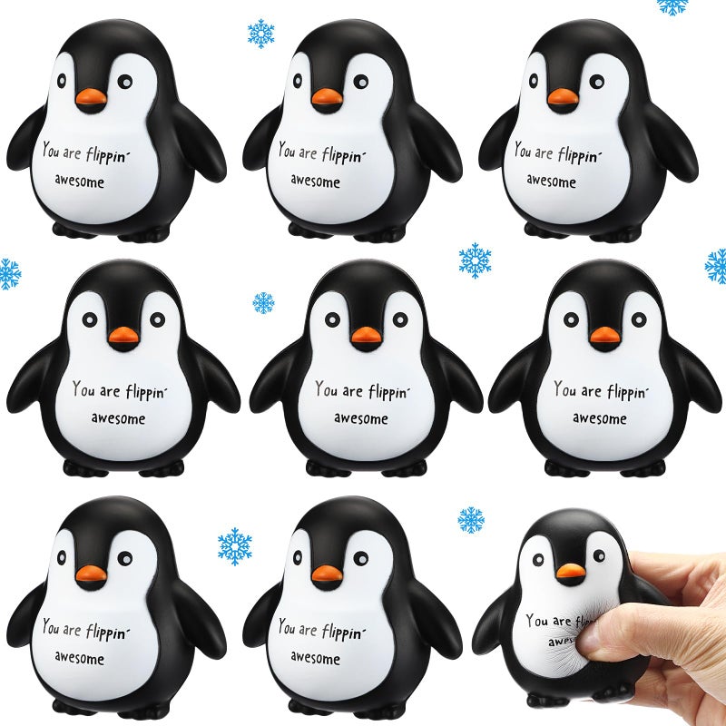 Hollowfly 10 Pcs Penguin Stress Balls Emotional Relief Squeeze Stretchy Fidget Inspirational Animal Stress Balls Funny Penguin Plush Toy for Student Coworker Employee Teacher Social Worker - Image 3