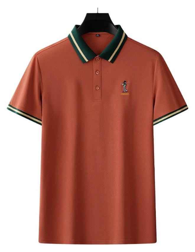 POLO Business Casual Short Sleeve Polo Shirt Embroidered Collar Breathable Solid Color Summer for Middle-Aged Men - Image 1