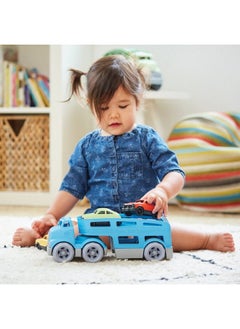 Green Toys Green Toys Car Carrier, Blue - Pretend Play, Motor Skills, Kids Toy Vehicle. No BPA, phthalates, PVC. Dishwasher Safe, Recycled Plastic, Made in USA (4 Piece Set)  - Image 4