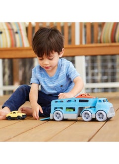 Green Toys Green Toys Car Carrier, Blue - Pretend Play, Motor Skills, Kids Toy Vehicle. No BPA, phthalates, PVC. Dishwasher Safe, Recycled Plastic, Made in USA (4 Piece Set)  - Image 3
