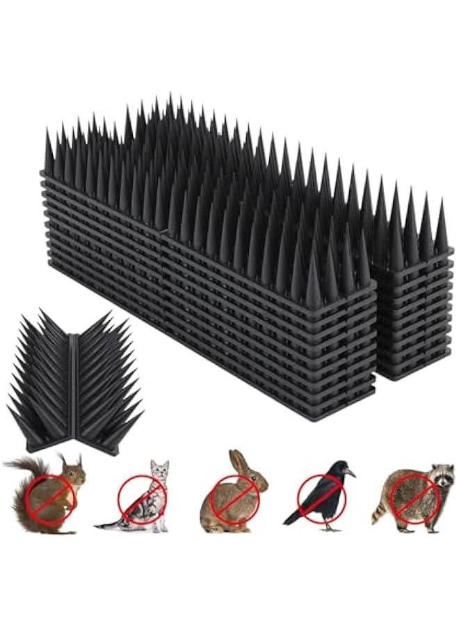 HOOKOR Bird Spikes,10 Pack Bird Squirrel Rac eon Cat Animal Deterrent Spikes for Outside Anti Bird Defender Spikes Outdoor to Keep Birds Away,12inch, Black 4 rows (45-02)  - Image 1