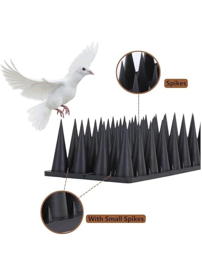 HOOKOR Bird Spikes,10 Pack Bird Squirrel Rac eon Cat Animal Deterrent Spikes for Outside Anti Bird Defender Spikes Outdoor to Keep Birds Away,12inch, Black 4 rows (45-02)  - Image 4
