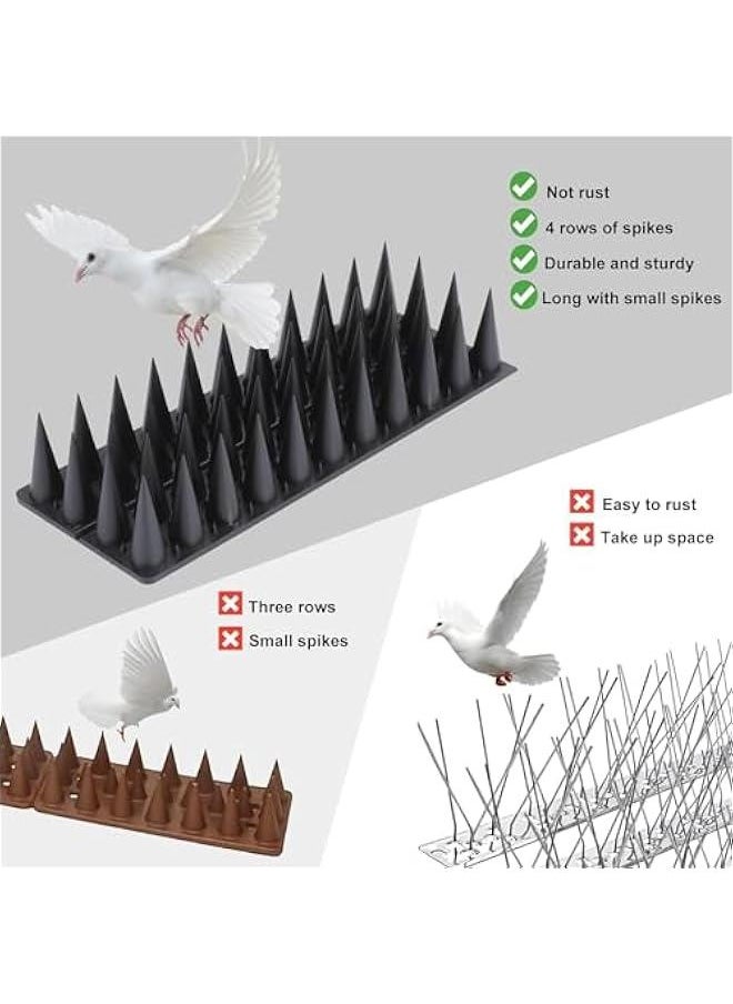 HOOKOR Bird Spikes,10 Pack Bird Squirrel Rac eon Cat Animal Deterrent Spikes for Outside Anti Bird Defender Spikes Outdoor to Keep Birds Away,12inch, Black 4 rows (45-02)  - Image 3