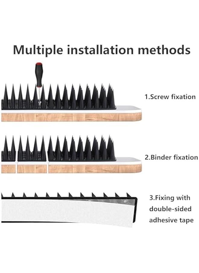 HOOKOR Bird Spikes,10 Pack Bird Squirrel Rac eon Cat Animal Deterrent Spikes for Outside Anti Bird Defender Spikes Outdoor to Keep Birds Away,12inch, Black 4 rows (45-02)  - Image 5