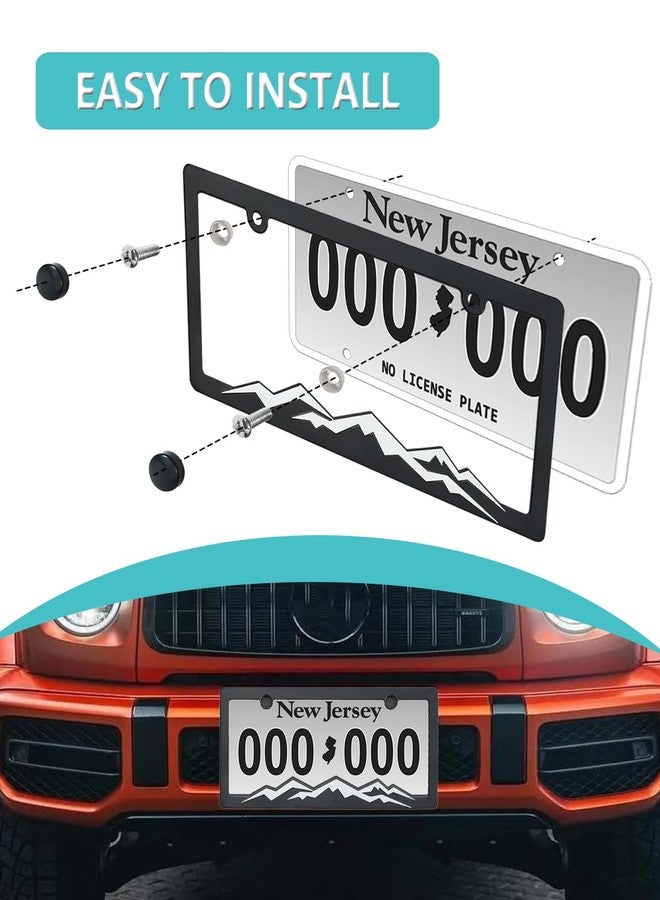 NJNYLLC Plastic Mountain License Plate Frame with Screws and Screws Caps 2 Hole (White) - Image 4