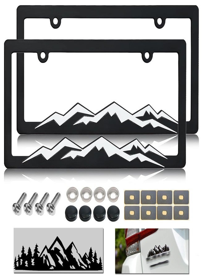 NJNYLLC Plastic Mountain License Plate Frame with Screws and Screws Caps 2 Hole (White) - Image 1