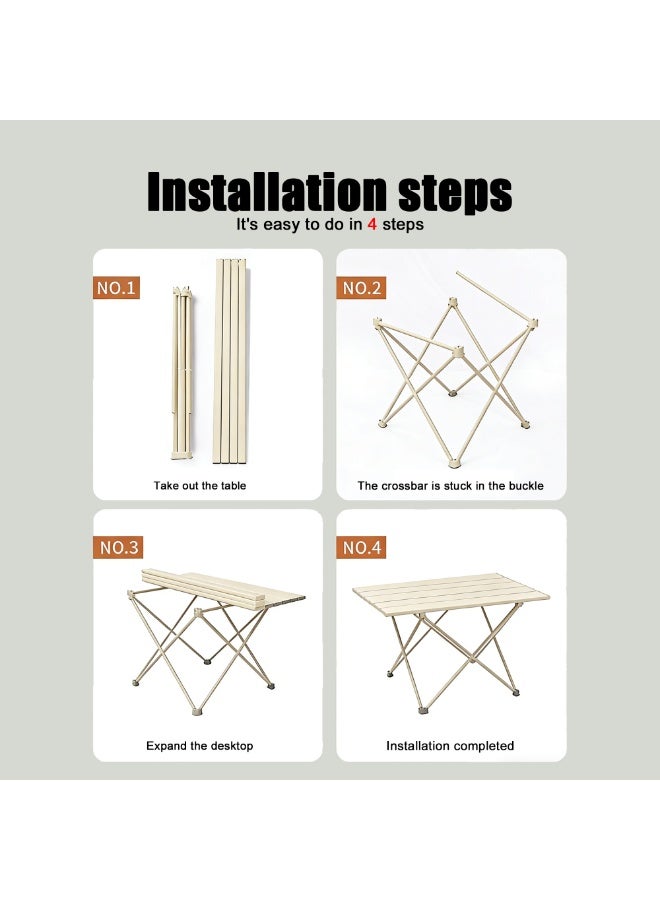 طاولة تخييم قابلة للطي، طاولة خفيفة الوزن قابلة للطي محمولة للنزهات والتخييم والشاطئ وصيد الأسماك والشواء 55×40 ×40 سم - Image 4