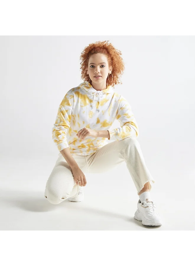 Splash FAV All-Over Graphic Print Hoodie with Drop Shoulder Sleeves