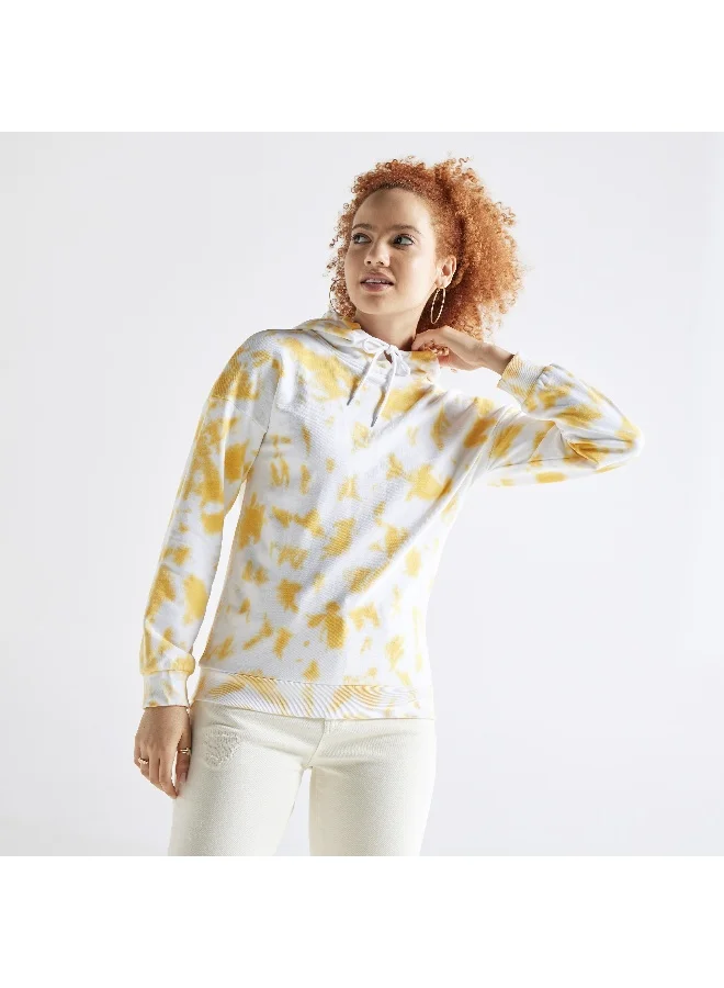 Splash FAV All-Over Graphic Print Hoodie with Drop Shoulder Sleeves