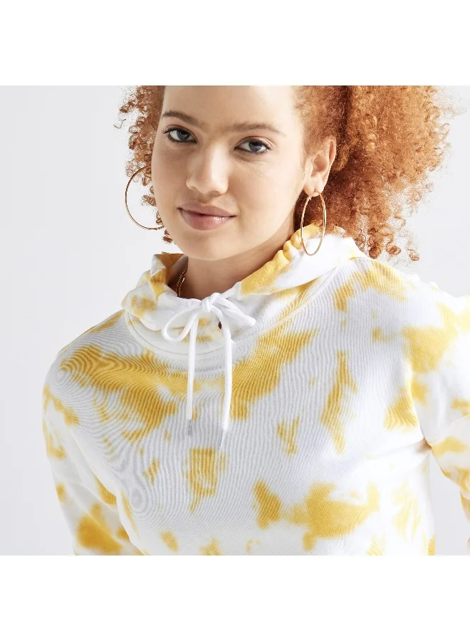 Splash FAV All-Over Graphic Print Hoodie with Drop Shoulder Sleeves