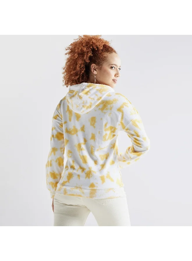 Splash FAV All-Over Graphic Print Hoodie with Drop Shoulder Sleeves