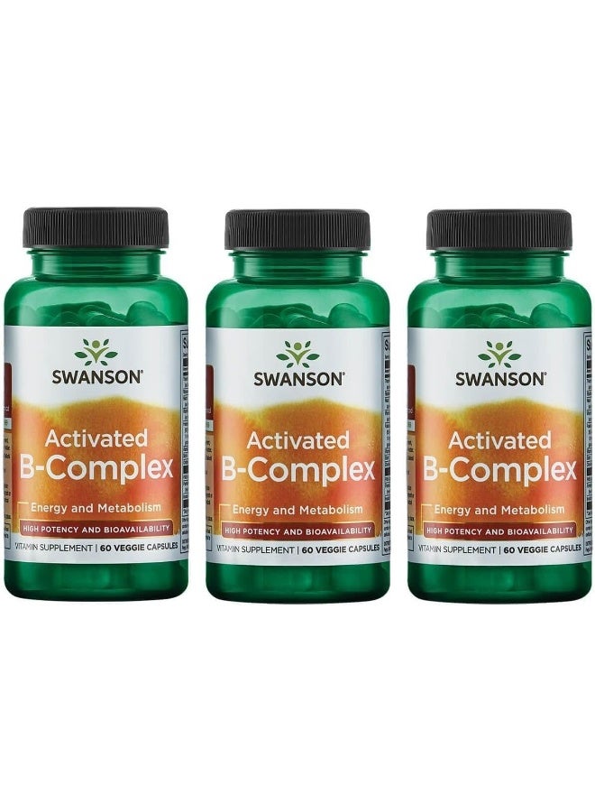 Swanson Activated B-Complex - High Potency and Bioavailability (60 Veggie Capsules) (3 Pack)
