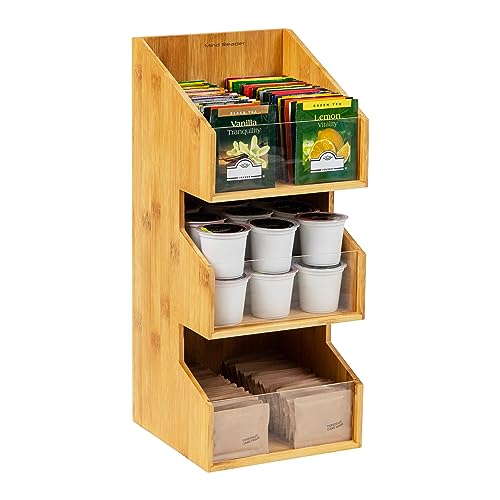 Mind Reader Coffee Condiment Station, Countertop Organizer, Coffee Bar, Rayon from Bamboo, 6.5"L x 6.5"W x 15"H, Brown - Image 1