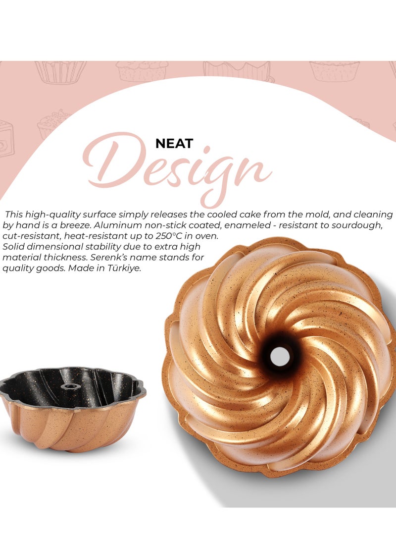 Serenk Pinwheel Non-stick Cake Pan, Round 24cm, Die-Cast Aluminum Granite Coated with Elegant Pattern, Cake Mould for Professional Baking, Serenk Fun Cooking Series  - Image 5