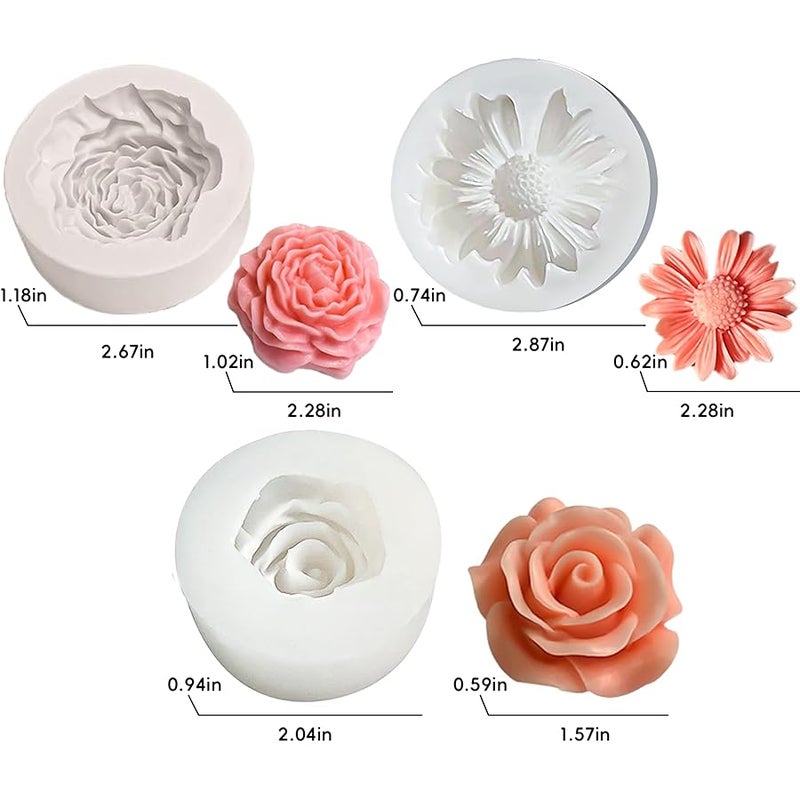 ZPARNO 3 Pack Candle Molds for Candle Making, Moldes para Velas, Flower Molds Silicone Candle Molds for DIY Scented Candle, Soy Wax, Cake, Soap, Resin Casting Craft Making - Image 2