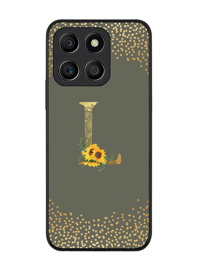 Stylizedd Rugged Black Edge Case for Honor X8b, Slim fit Case Cover - Custom Monogram Initial Letter Mandala Floral Pattern Alphabet - L (Olive Green) - Image 1
