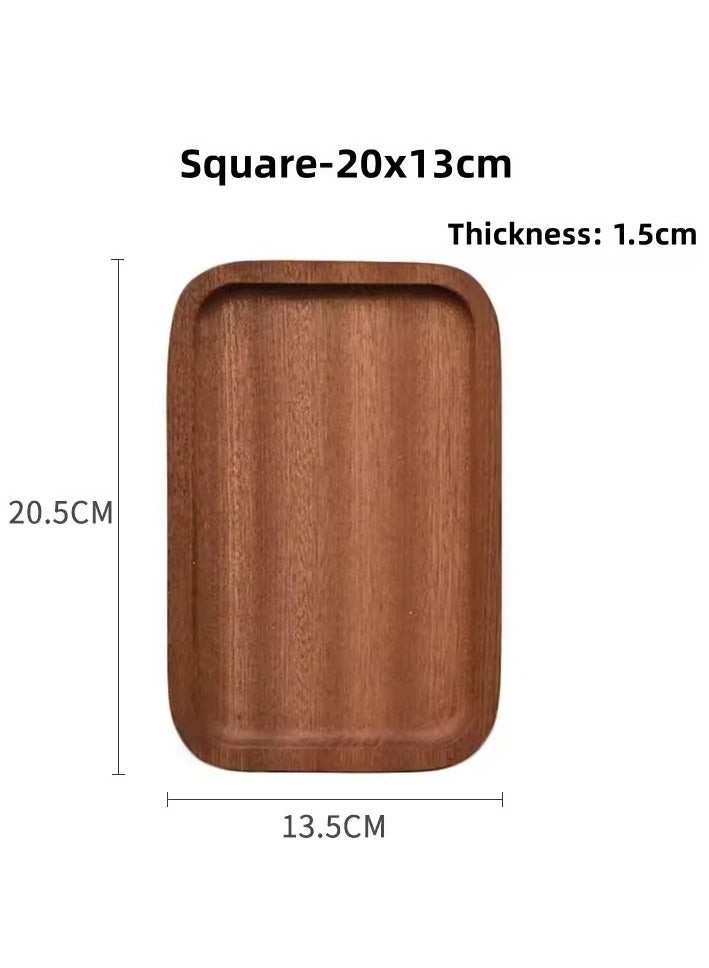 صينية شاي بيضاوية من الخشب الصلب مقاس 20×13×1.5 سم – صينية للخبز والفواكه والحلويات - Image 2